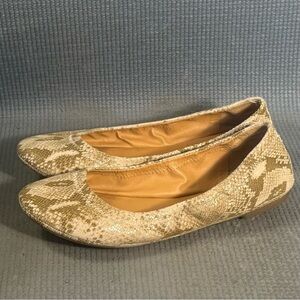 Lucky Brand Women’s Emmie Tan Cream Snake Print Flats Size 6.5
